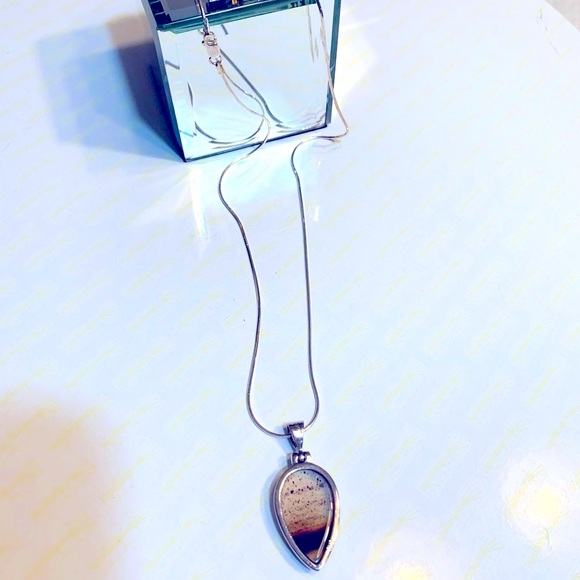 Sarah Richardson Sterling Teardrop Natural Polished Stone Pendant With Chain - Picture 9 of 10